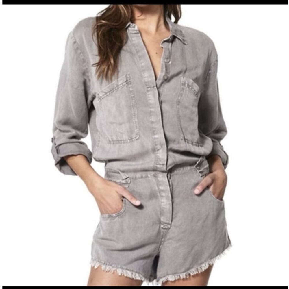 Young Fabulous & Broke XS River Raw Edge Romper Driftwood Mineral Gray YFB